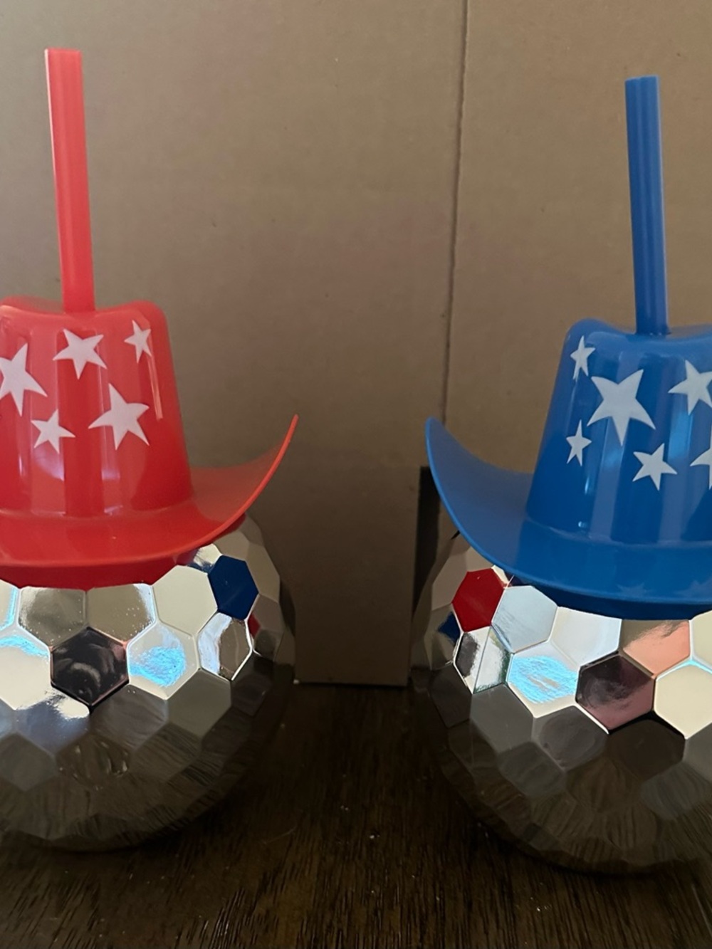 Party Hat Straw Tumbler - Red and Blue Stars